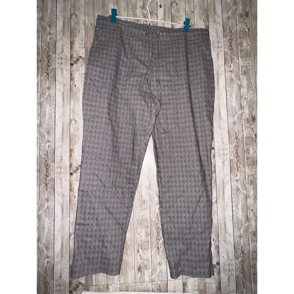 Jules & Leopold Plaid Pull On Pants Black White Checkered Straight Leg Trousers